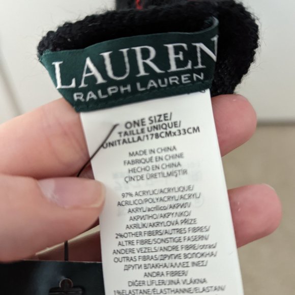 NWT Ralph Lauren black and red ruffle scarf - Picture 4 of 8